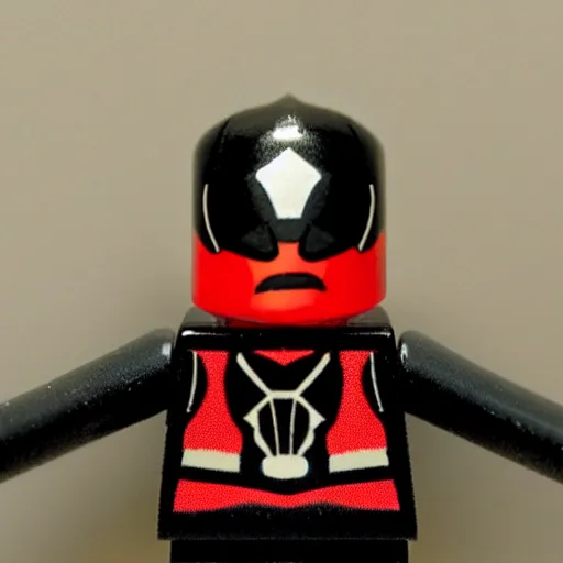 Prompt: miles morales as a lego man with frown,