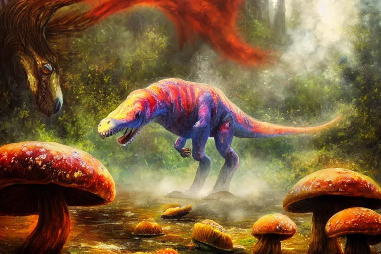 Highly Detailed Oil Painting Of A Tyrannosaurus Stable Diffusion Openart