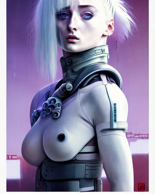 Prompt: white haired cyborg sophie turner wears gas mask octopus chimera, fine detail!! anime!! realistic shaded lighting!! poster by ilya kuvshinov katsuhiro otomo ghost in the shell, rutkowski giger villeneuve artgerm garmash and rob rey