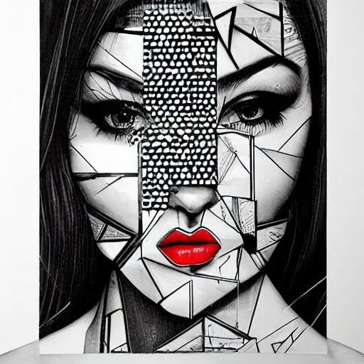Prompt: black and white geometric pattern by Sandra Chevrier