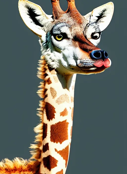 Prompt: Hybrid wolf giraffe, sam nassour