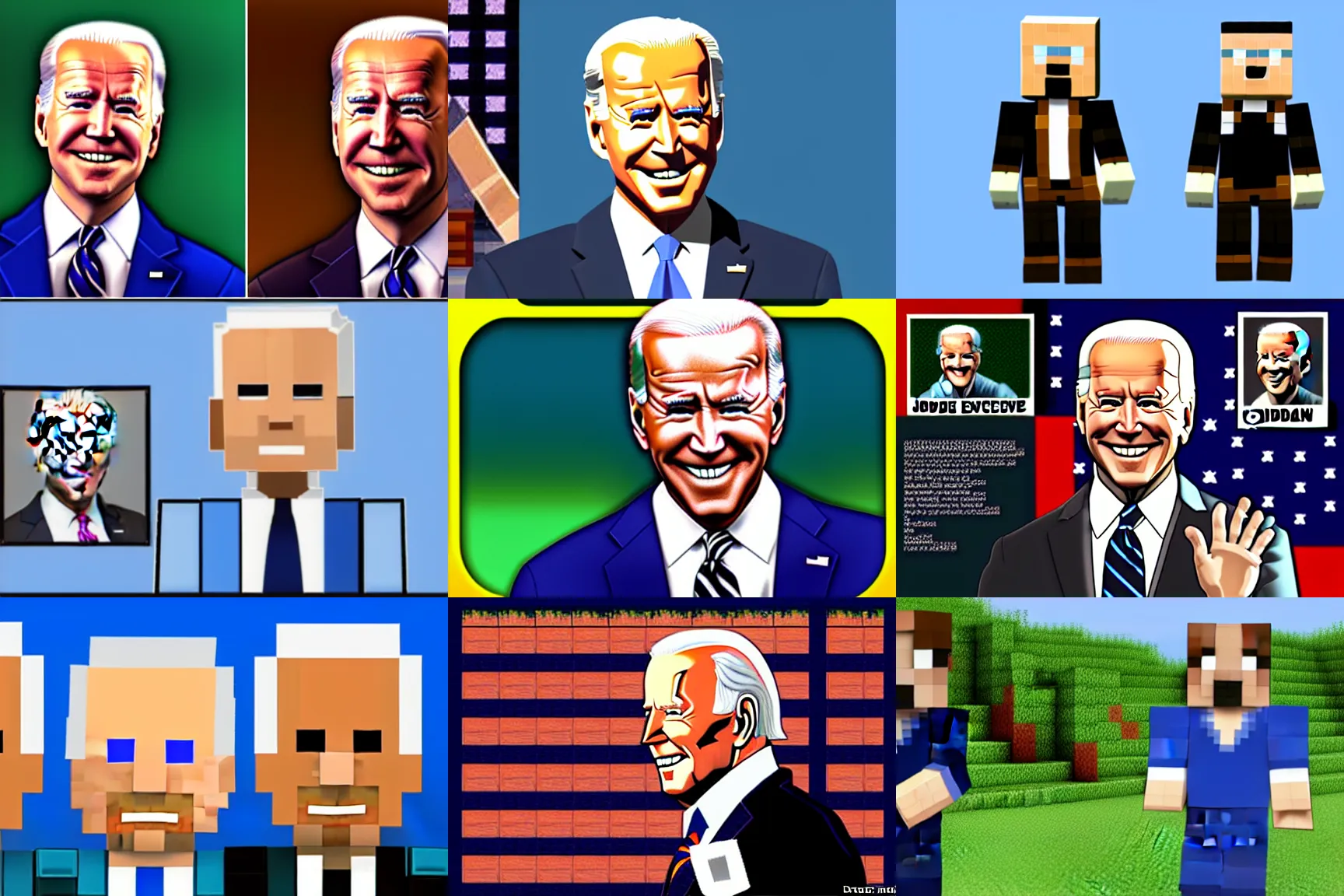 Prompt: joe biden minecraft skin