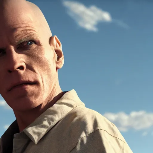 Image similar to Live Action Still of Jerma in Breaking Bad, real life, hyperrealistic, ultra realistic, realistic, highly detailed, epic, HD quality, 8k resolution, body and headshot, film still