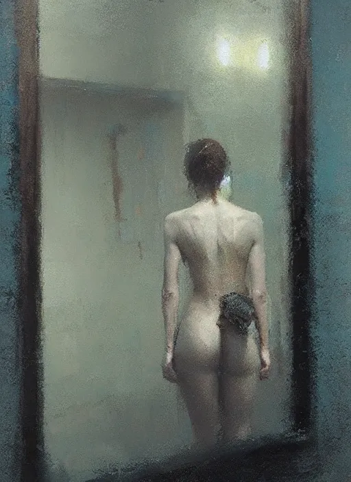 Image similar to through the mirror by Jeremy Mann, stylized, detailed, pastel colors, loose brush strokes