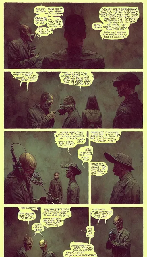 Image similar to the most interesting 6 panel comic by chiara bautista, beksinski and norman rockwell and greg rutkowski weta studio and tom bagshaw and james gurney and lucasfilm