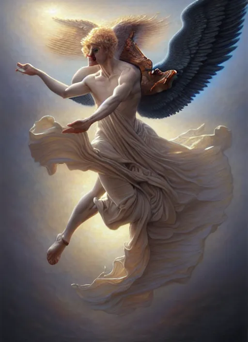 Image similar to man dancing with an angel, fine art, intricate, elegant, highly detailed, realistic hair, centered, digital painting, art station, conceptual art, soft, sharp focus, illustration, artwork, artgerm, tomasz alen kopera, peter mohrbacher, donato giancola, wlop, boris vallejo