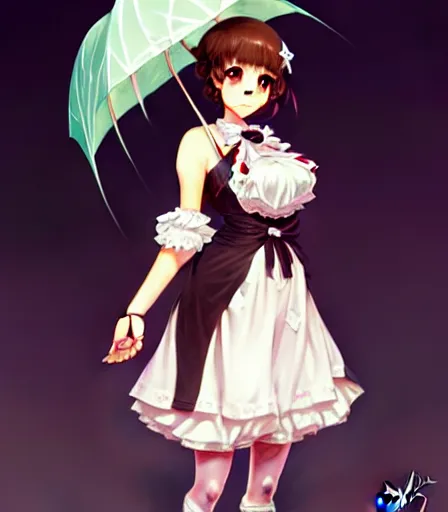 Halt in a maid dress=~