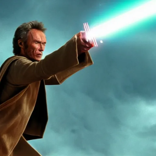 Image similar to clint eastwood as a jedi in star wars episode 3, 8k resolution, full HD, cinematic lighting, award winning, anatomically correct