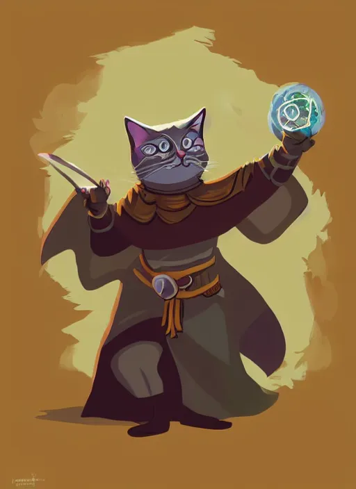 Image similar to powerful wizard cat playing dungeons and dragons, character design white background, by simon kennedy, studio muti