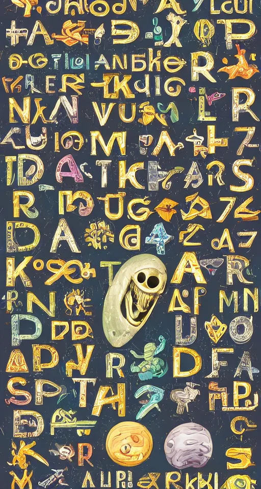 Prompt: high quality image of alien alphabet