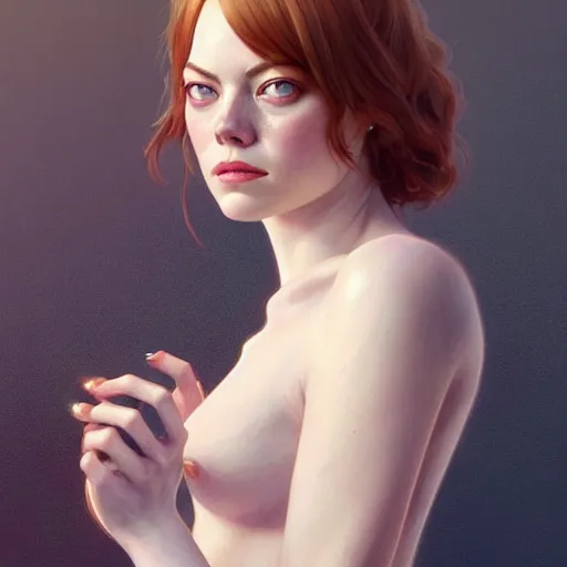 Image similar to beautiful natural Emma Stone, intricate, elegant, highly detailed, digital painting, artstation, concept art, smooth, sharp focus, illustration, art by artgerm and greg rutkowski and alphonse mucha and loish and WLOP