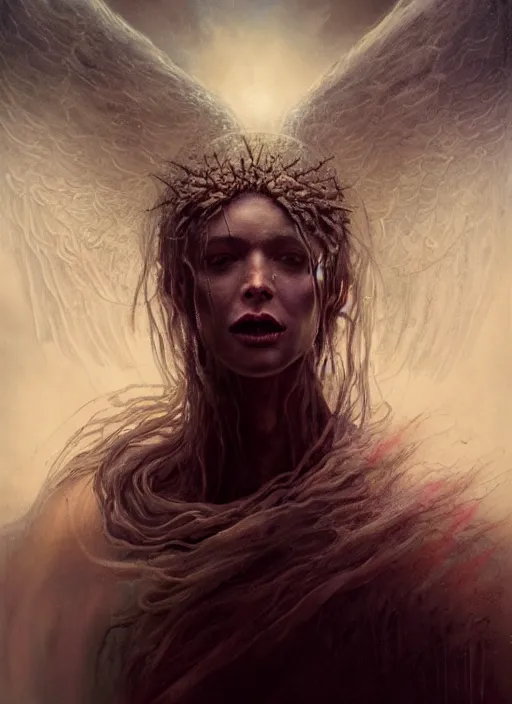Image similar to a biblically accurate angel beautiful and terrifying,melting,full character design,8k,by Stanley Artgermm,Tom Bagshaw,Greg Rutkowski,Carne Griffiths,Ron English,Linsey Levendall,Giger,trending on DeviantArt,face enhance,hyper detailed,minimalist,horror,full of colour,cinematic,dynamic lighting