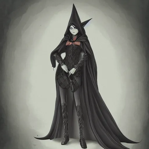 Prompt: illustration of a lady wizard, gloomy, sharp, detailed, 4k, full body