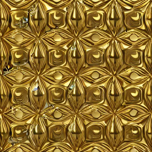 Image similar to 3d render of an abstract pattern gold tile, symetrical