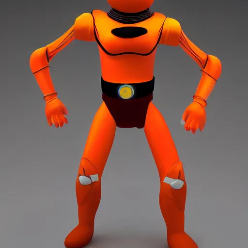 Prompt: garfield as the orange power ranger, digital photography, high detail