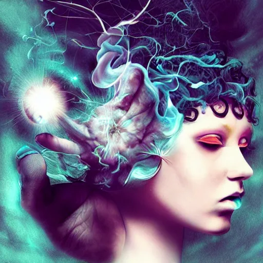 Image similar to a powerful psychic guy emitting psychic powers, by alberto seveso, by natalie shau, by mark ryden, by amanda sage, aesthetic!!,