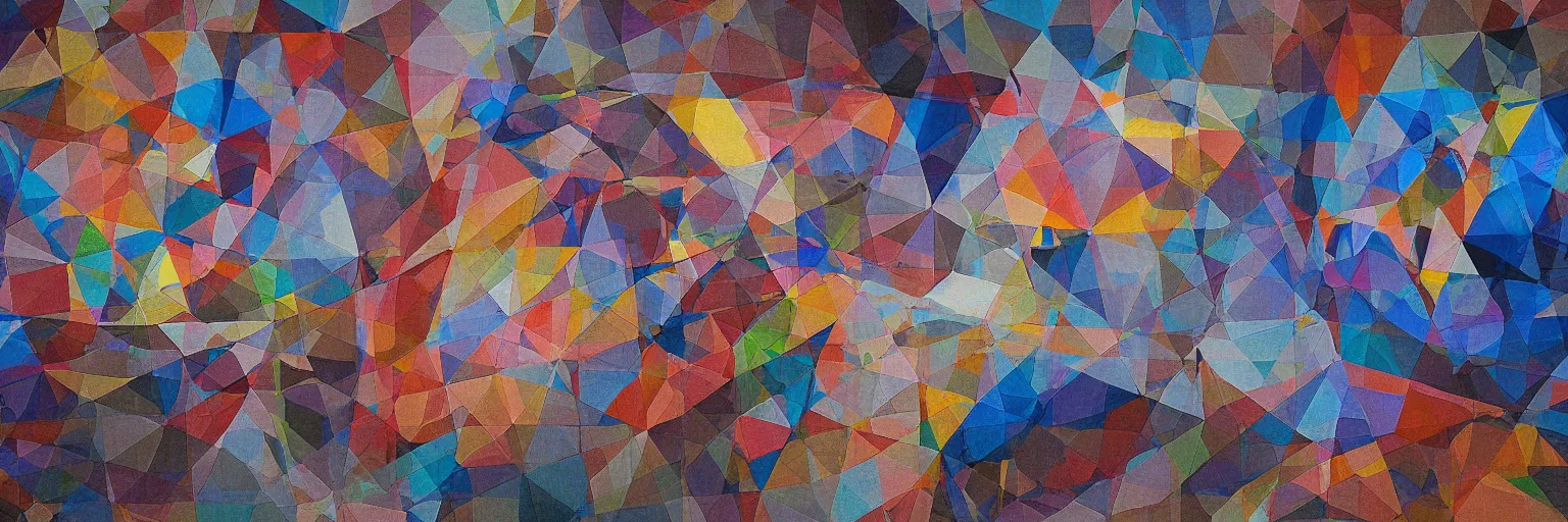 Image similar to abstract landscape, Street Art, Mural, Hypercube, Non-Euclidian, Catalan solids