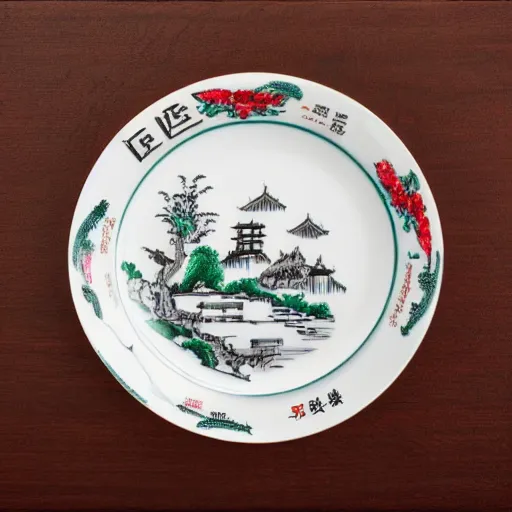 Prompt: gal godot china plate