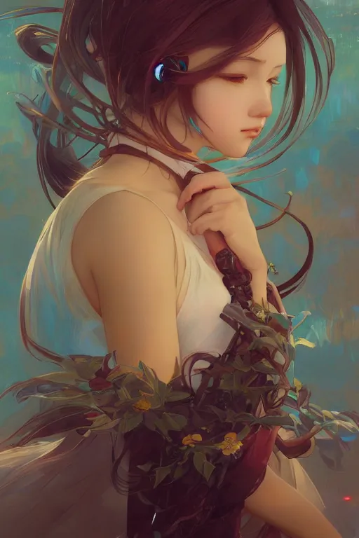 Image similar to beautiful, miku, final fantsy, digital painting, portrait , cinematic lighting, highly detailed, artstation, concept art, illustration, smooth, sharp focus, editor's pickup, trending on artstation, trending on deviantart, alphonse mucha, WLOP