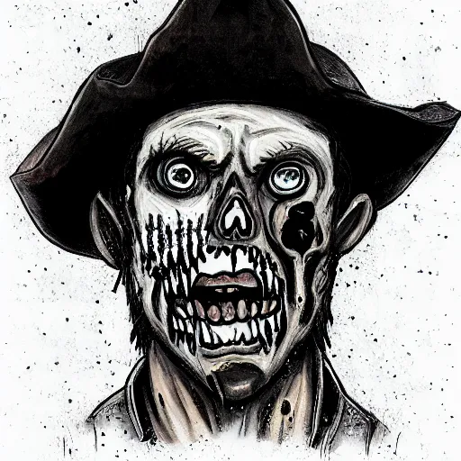 Image similar to a portrait of a zombie cowboy by Gerald From