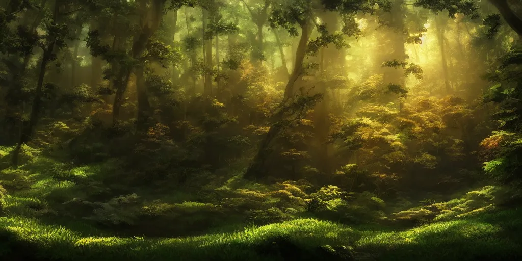 Image similar to a forest, cinematic angle, studio Ghibli, volumetric lighting, intricate, elegant, digital art, artstation, detailed oil painting, hyperrealistic, sharp focus, 8k