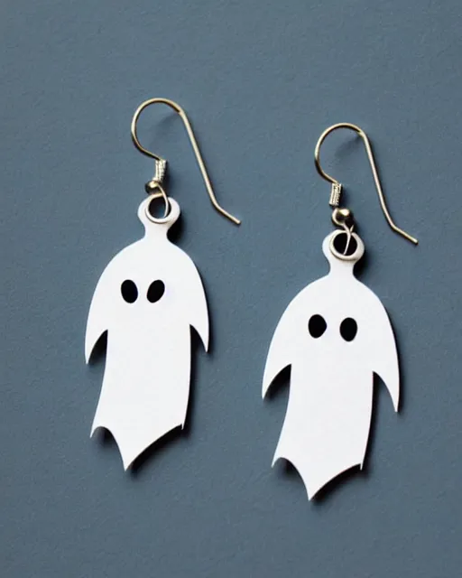 Image similar to cute funny ghost, 2 d lasercut earrings, concept art, trending on artstation, trending on deviantart