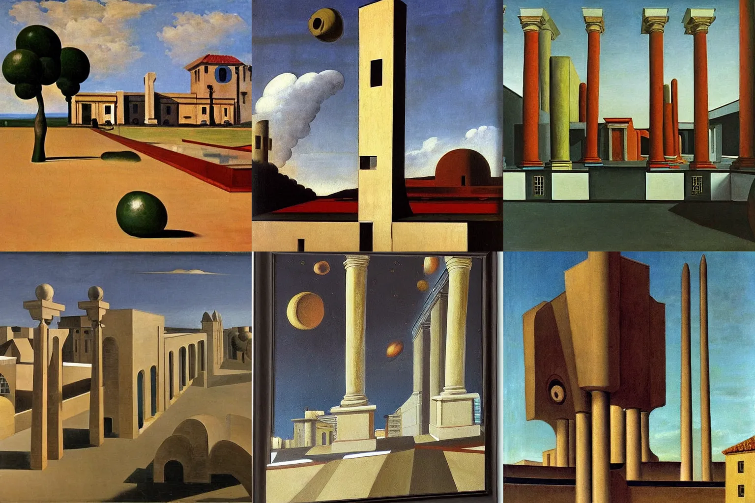 Prompt: painting by de chirico
