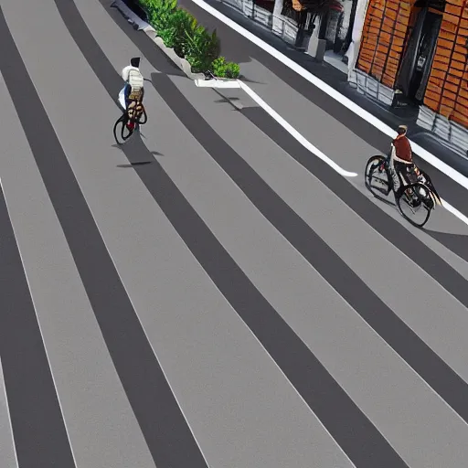 Prompt: a perfect street designed by mies van der rohe. bikes. cinematic, 8 k, inspirational.