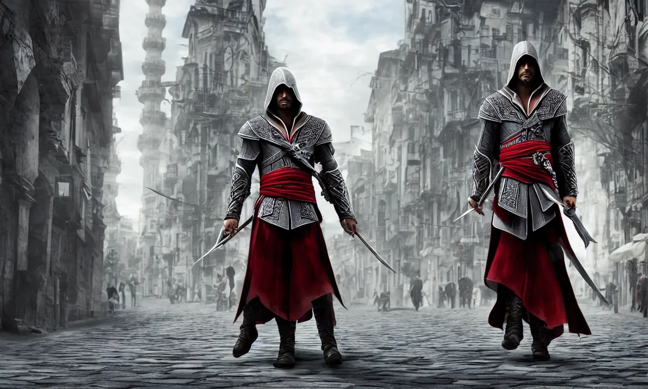 Prompt: Ezio Auditore walking on the street of Istanbul, realistic, 4k