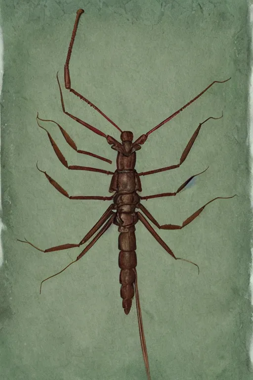 Image similar to mantodea, paper texture, by pandora sellars