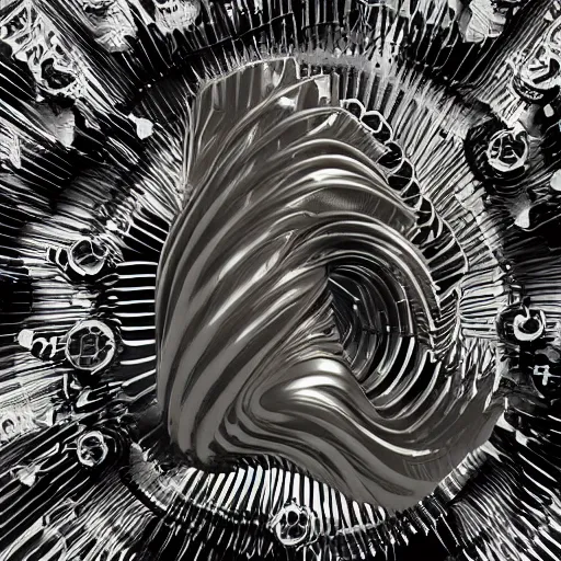 Image similar to Ferrofluid spikes, evil nanobot, organic liquid metal, alien bioweapon, generative spike technology, mechanical morph engine, gears of death, conspiracy theory, needles