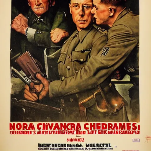 Image similar to Nazi Chronicles, movie poster, artwork by Norman Rockwell