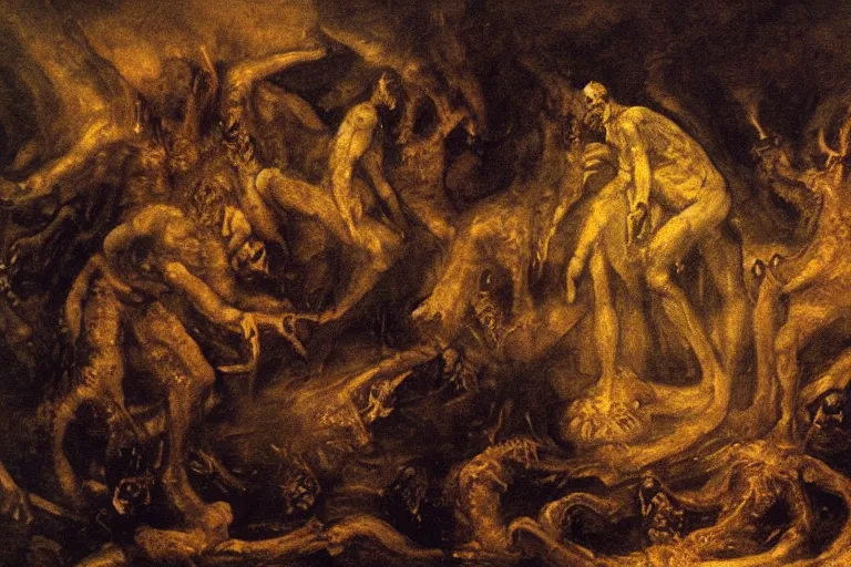 Image similar to pipe organ in hell, detailed baroque oil painting, dark, disturbing by goya and alan lee, smoke, hell on earth