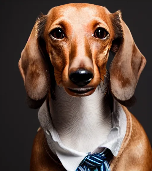 Image similar to owen wilson as an anthropomorphic dachshund : : headshot : : studio lighting,