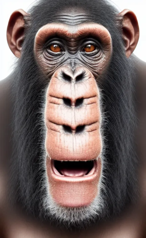 Prompt: photo, face portrait of a chimpanse, studio lighting