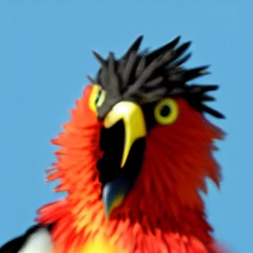 Prompt: angry screaming badminton birdie