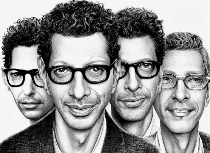 Image similar to a highly detailed beautiful portrait of jeff goldblum, james gurney, james jean