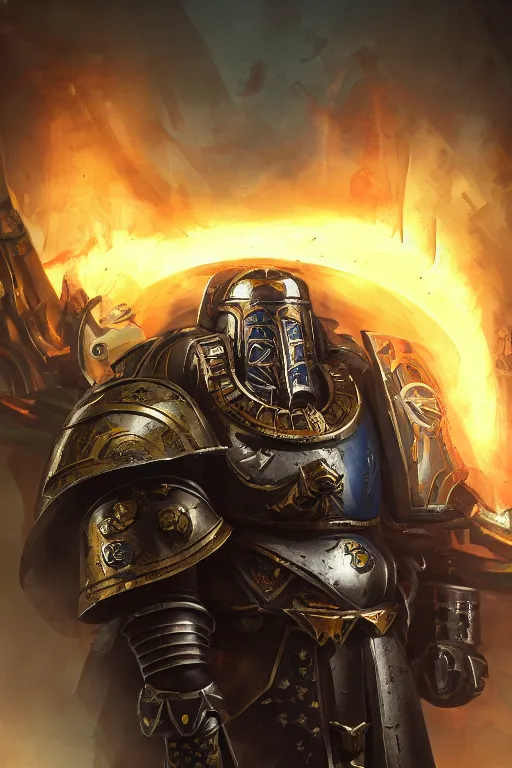 Image similar to armor portrait heros warhammer 4 0 k horus heresy fanart - the primarchs emperor by johannes helgeson animated with vfx concept artist & illustrator global illumination ray tracing hdr fanart arstation zbrush central hardmesh 8 k octane renderer comics stylized