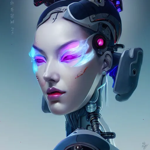 Image similar to a portrait of a beautiful cybernetic geisha, cyberpunk concept art by pete mohrbacher and wlop and artgerm and josan gonzales, digital art, highly detailed, intricate, sci-fi, sharp focus, Trending on Artstation HQ, deviantart, unreal engine 5, 4K UHD image