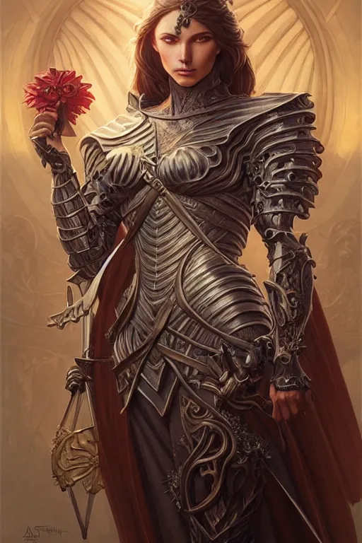 Prompt: Muscular and powerful medieval knight portrait, art nouveau, fantasy, intricate flower designs, elegant, highly detailed, sharp focus, art by Artgerm and Greg Rutkowski