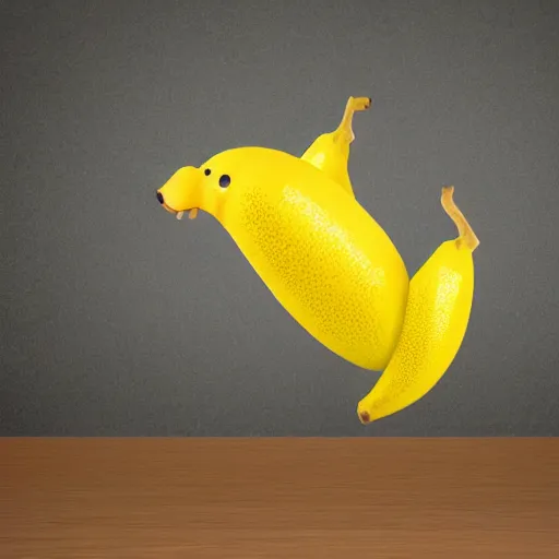 Image similar to an antropomorphic banana wearing a business suit