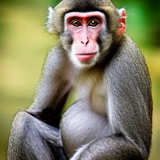 Prompt: portrait of a macaque wearing a black headband, in the style of piccaso