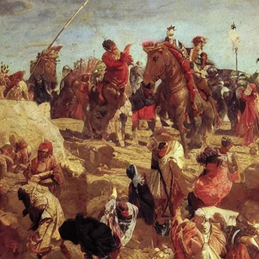 Image similar to caesar returns to rome, oil on canvas, ilya repin, 1 8 7 3