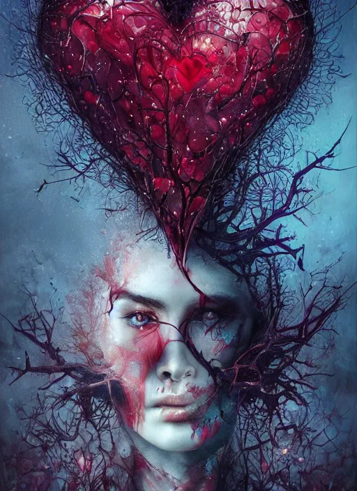 Image similar to the knave of hearts, highly detailed, cinematic, 8 k, by megan duncanson, benjamin lacombe, adrian borda, stanley artgermm, tom bagshaw, craig mullins, carne griffiths, ayami kojima, beksinski, giger, trending on deviantart, hyper detailed, horror, full of colour