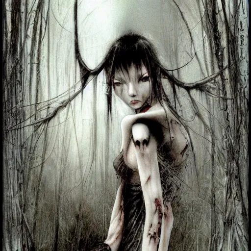 Prompt: scary japanese horror movie by Luis Royo
