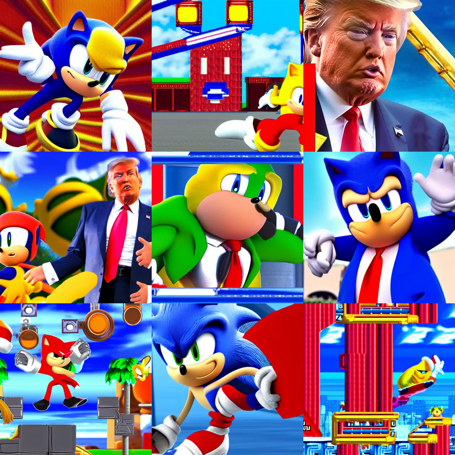 Prompt: screenshot of donald trump in sonic the hedgehog