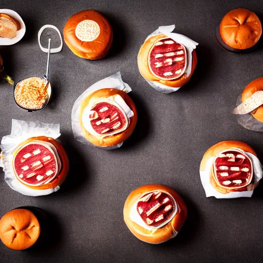 Prompt: lightbulbs as the meat in a hamburger, professional food photography