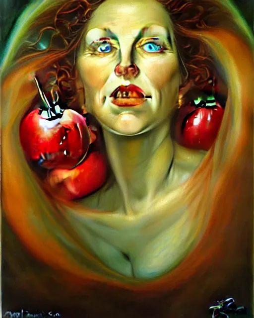 Prompt: detailed portrait of christina applegate apple!! gate! by tomasz alen kopera and peter mohrbacher and johanna martine! and margaret keane! coherent luminescent