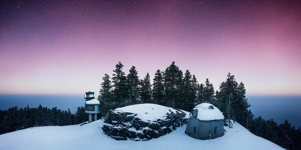 Image similar to stunning photo of landscape with an observatory on a mountain by mikko lagerstedt