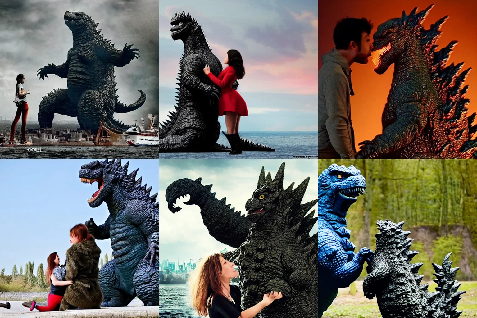 Prompt: godzilla fait l'amour a anna karine